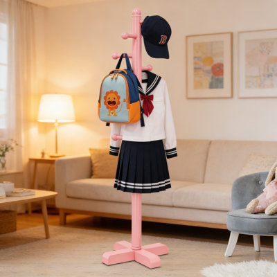 Portemanteau autoportant avec 8 crochets et hauteur réglable, portemanteau en bois robuste pour chapeaux, sacs et vêtements dans la chambre à coucher, le couloir ou le bureau