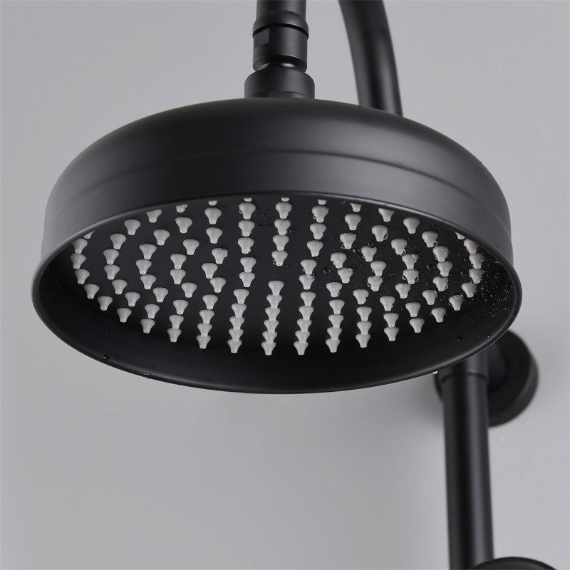 Pomme de douche avec système de douche à main avec pomme de douche à effet pluie 8 ", double douche combinée, Noir mat