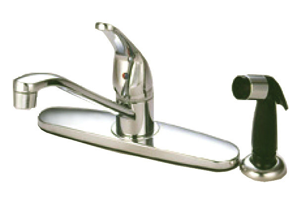 Robinet de cuisine à poignée simple avec poignées leviers en métal central à