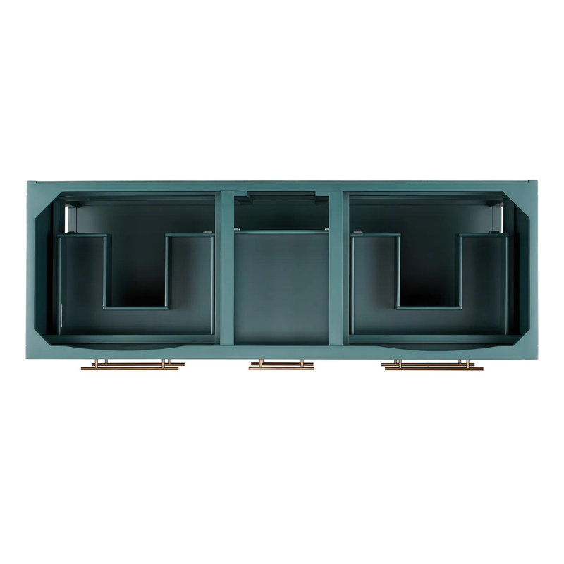 60" Robertson Double Bathroom Vanity Set with Rectangular Undermount Sinks, White, 8" Widespread, Feathered White Quartz