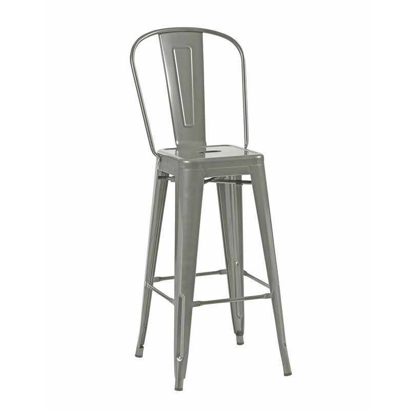 Counter Stool with Metal Frame, Silver