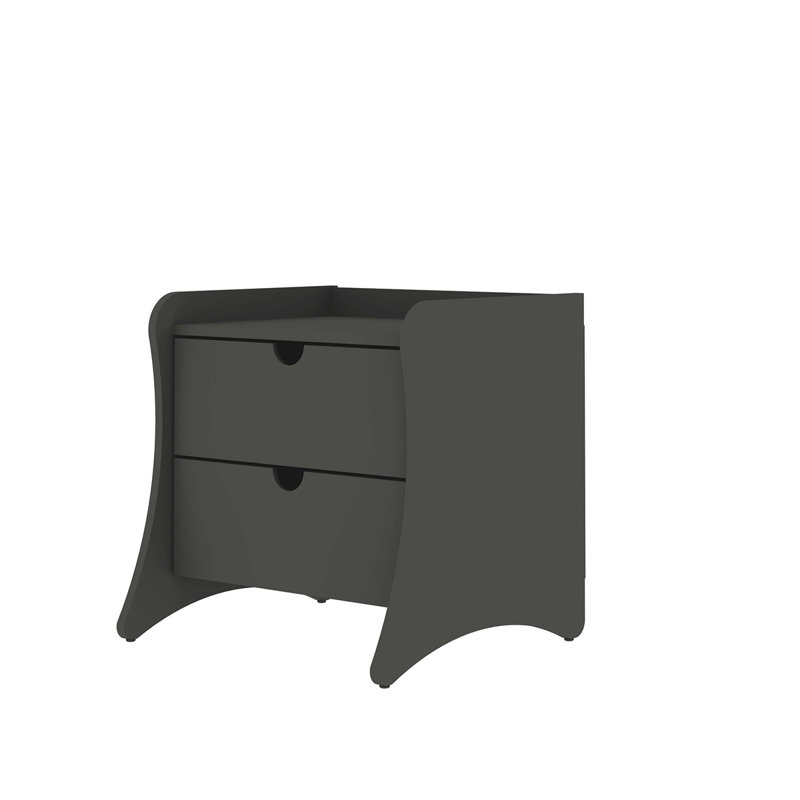 Coney 20" Nightstand  (2-Drawer), Charcoal Gray