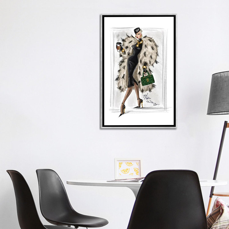 Coffee Run - reproduction d'art murale - toile encadrée, H 40 po x l 26 po, Impression sur toile flottante sans passe-partout