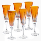 Colored Champagne Flute Glasses - Purple Toasting  Flute Glass - Set of 6 -  7 oz -Made in Europe