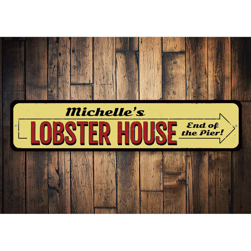 Plaque en métal «Lobster House», H 4 po x l 18 po x P 0,04 po