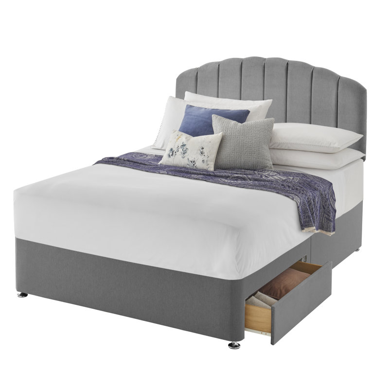 Silentnight upholstered premium Divan bed - base only, Super King (6'), 2 Drawers, Slate Grey