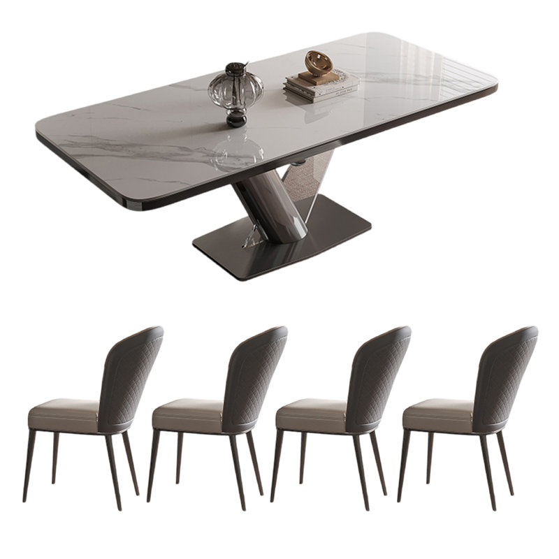 Ensemble de table de salle à manger rectangulaire de style italien, H 29,5 po x L 55,1 po x l 31,5 po, Blanc
