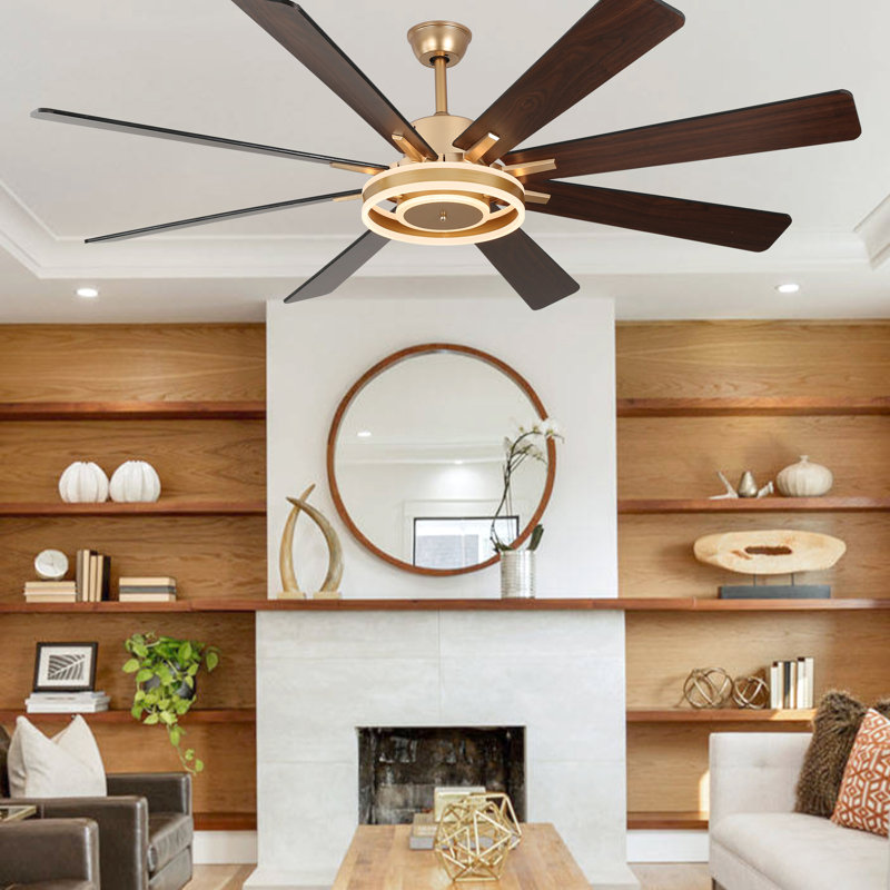 Nimbella 72" Gold Modern Dimmable Ceiling Fan with Lights and Remote, 6 Speed Reversible DC Motor Ceiling Fan, Gold