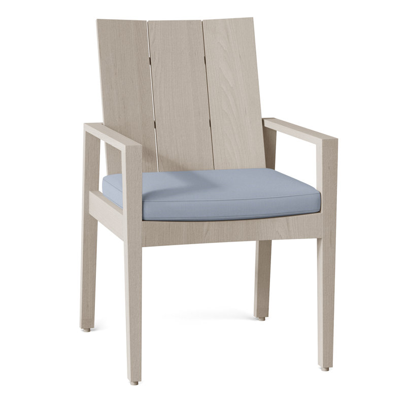Chaise avec accoudoirs Ashland en teck - Huître, Welt, Sunbrella® ‑ Arbor Chambray colombe, Huître teck