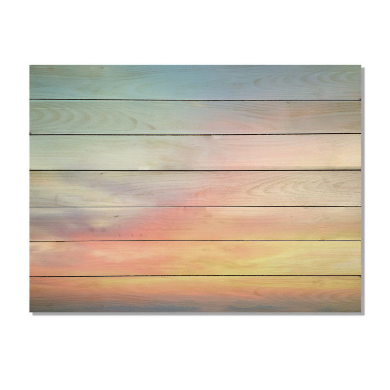Cotton Candy Skies II - Ciel sur bois, H 10 po x l 20 po x P 0,78 po