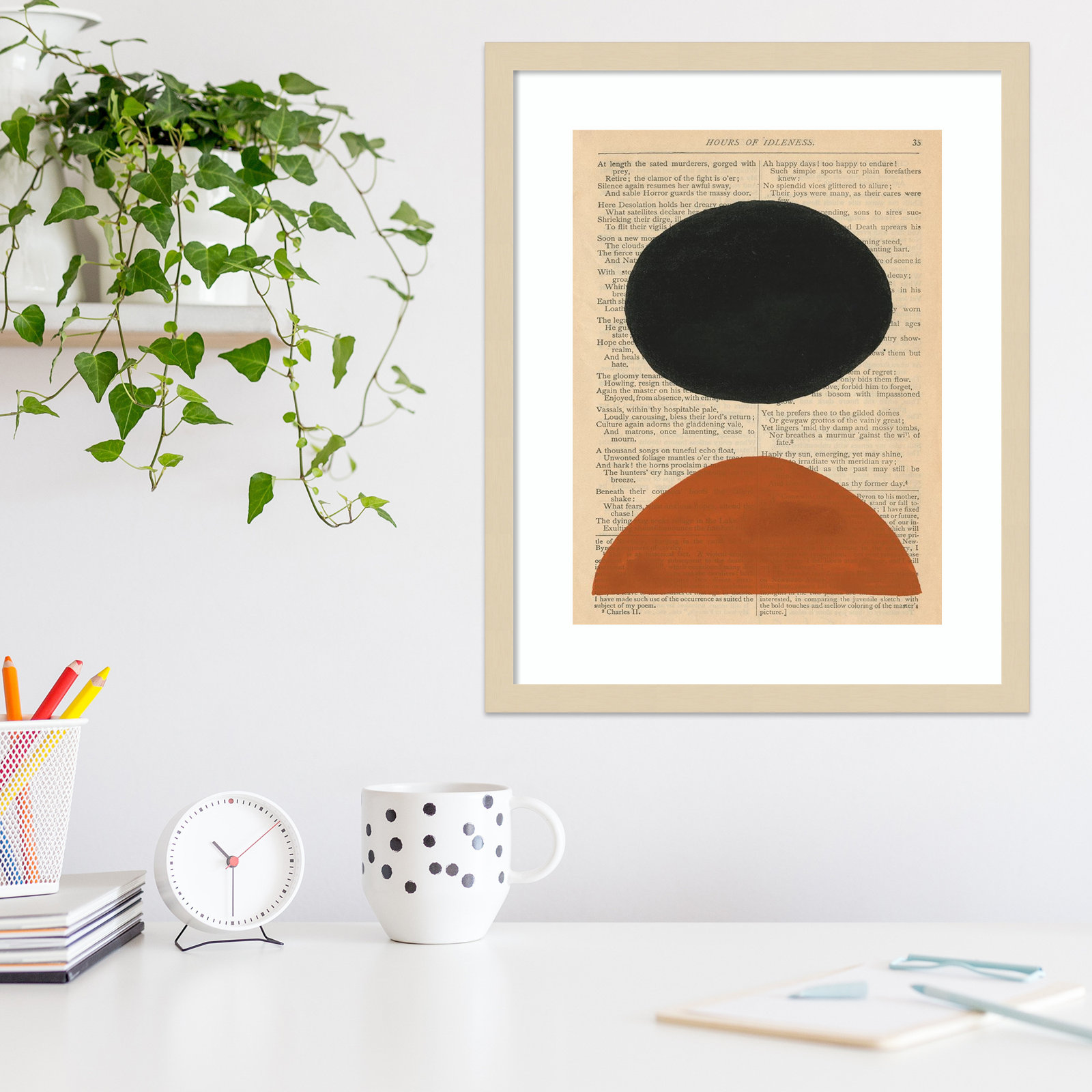 Modern Prose III by W. Stramel, Brown Framed Paper, 21.38" H x 17.38" W x 0.88" D