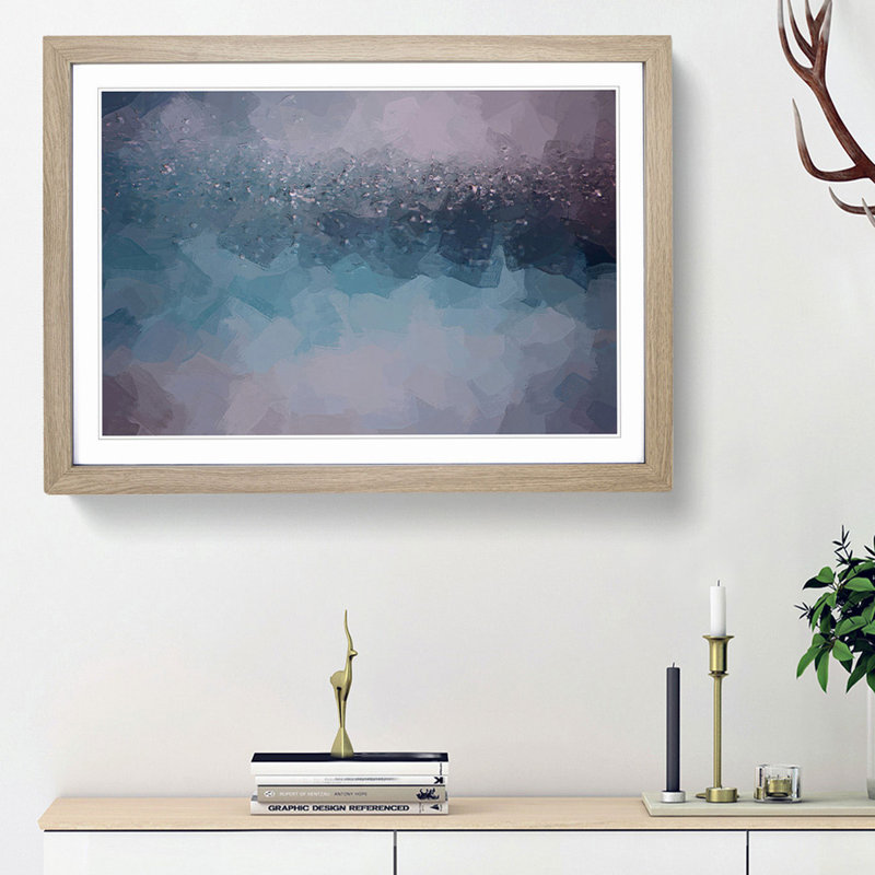 Rainy Days in Abstract - Picture Frame Graphic Art Print, 27cm H x 36cm W x 2cm D, Oak Framed