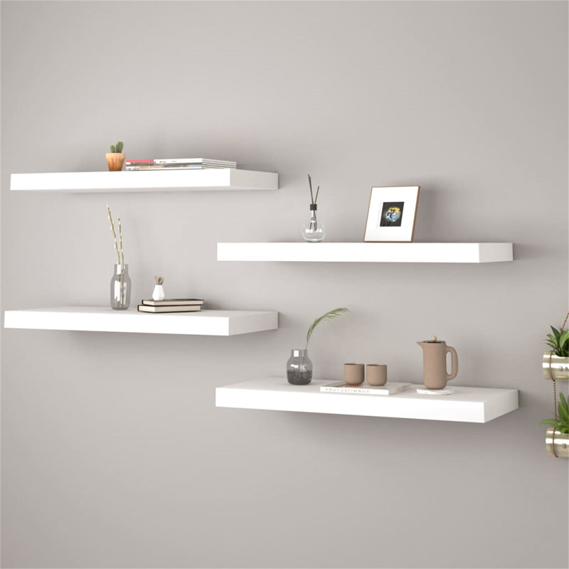 Jaiyah 4 Piece Floating Shelf, 3.8 cm H x 60 cm W x 23.5 cm D, White