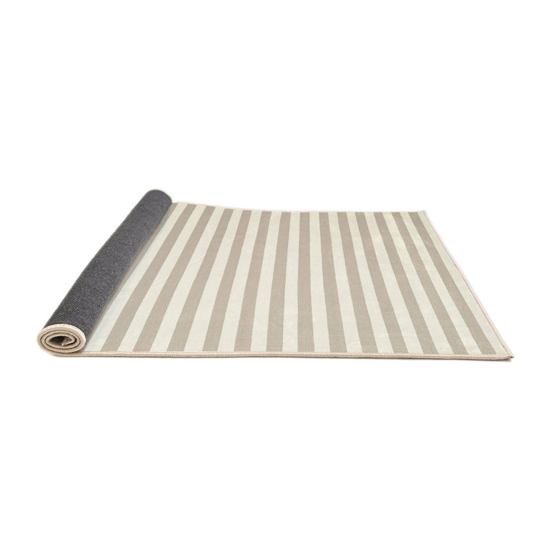 Tapis contemporain brun / blanc, Rond 8 pi x 8 pi