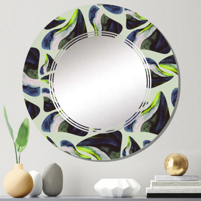 Éléments abstraits vert foncé II - miroir mural moderne