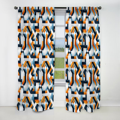 Industrial Matrix Geometric Reflections I - Abstract Geometric Velvet Blackout Curtain - 1 Panels