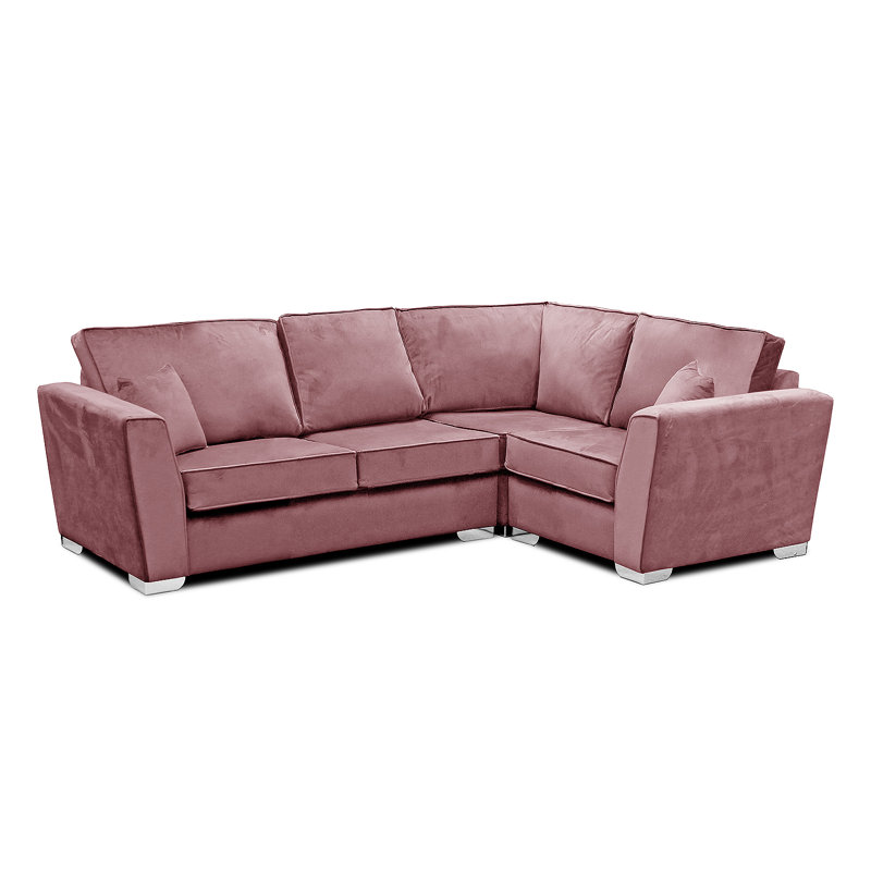 Quade 4 Seater Velvet Corner Sofa , Right Hand Facing, Plum