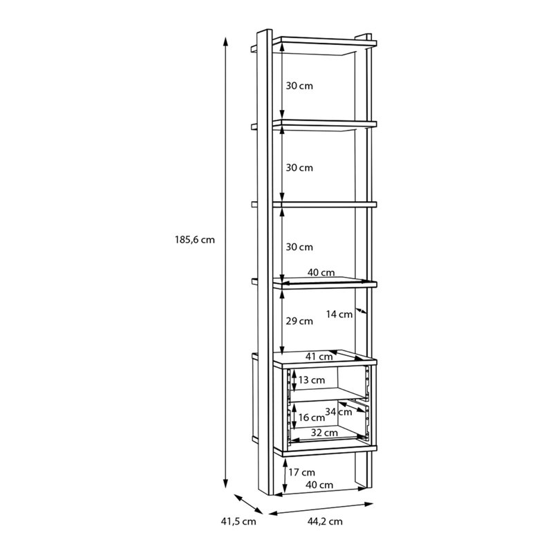 Caskie Manufactured Wood Shelving Unit, (4 Shelves) 184.15cm H x 43.94cm W x 41.15cm D