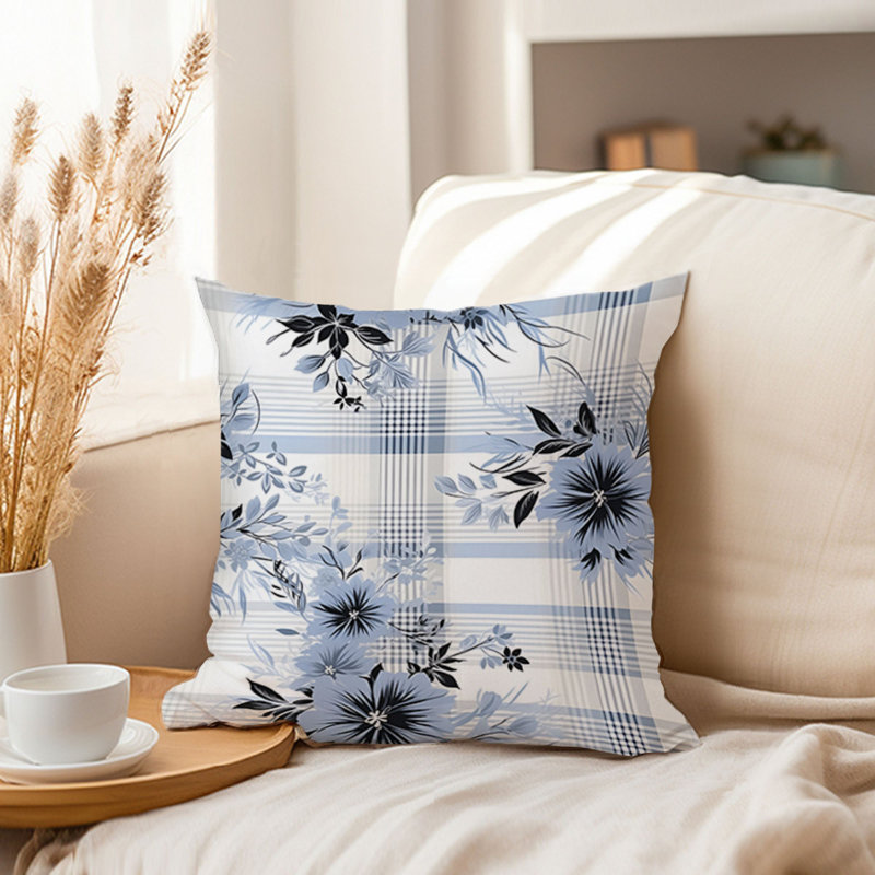 Floral Blue Winter Plaid V Modern