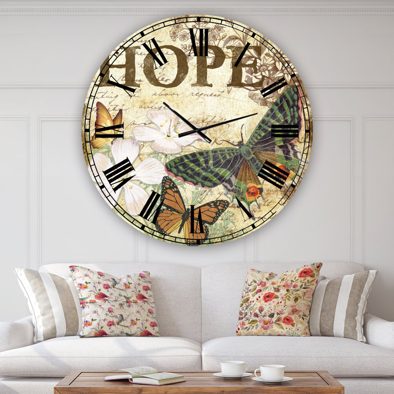 Horloge murale Inspirational Butterflies Hope, Moyen