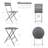 3 Pieces Patio Bistro Balcony Metail Chair Table Set-Gray-1231340369