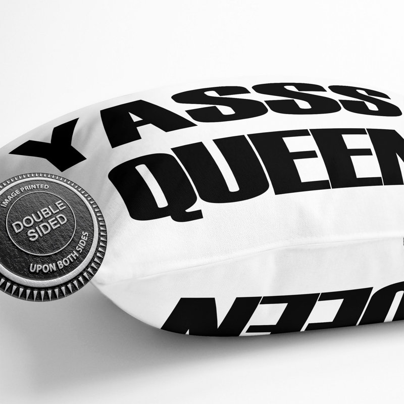 Yas Queen Typography Square Throw Cushion, 40cm H x 40cm W x 15cm D