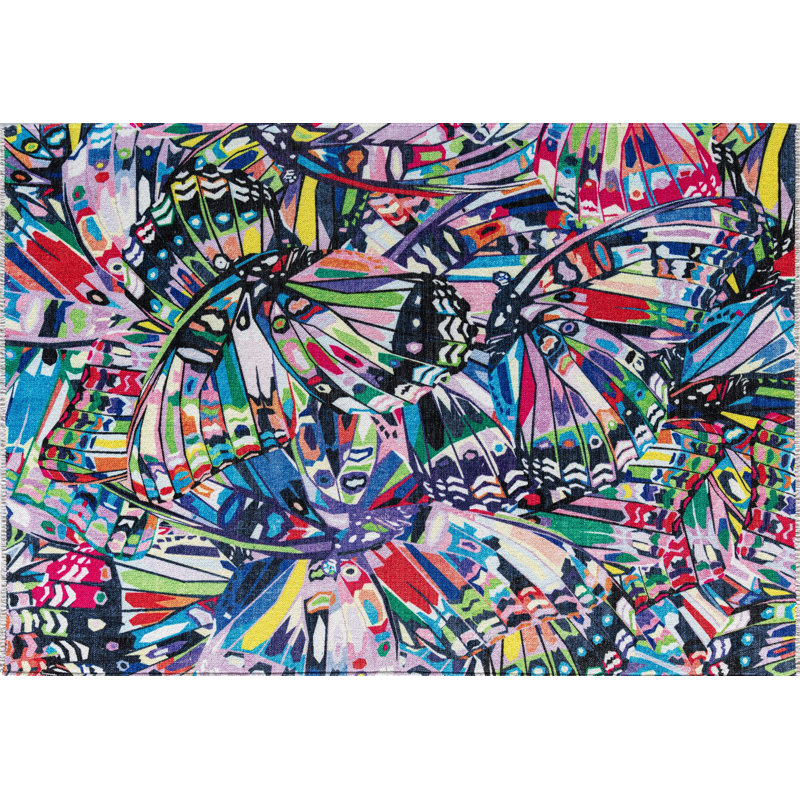 Tapis à motif abstrait arc-en-ciel Maisie, Rectangle 7 pi 10 po x 10 pi 10 po