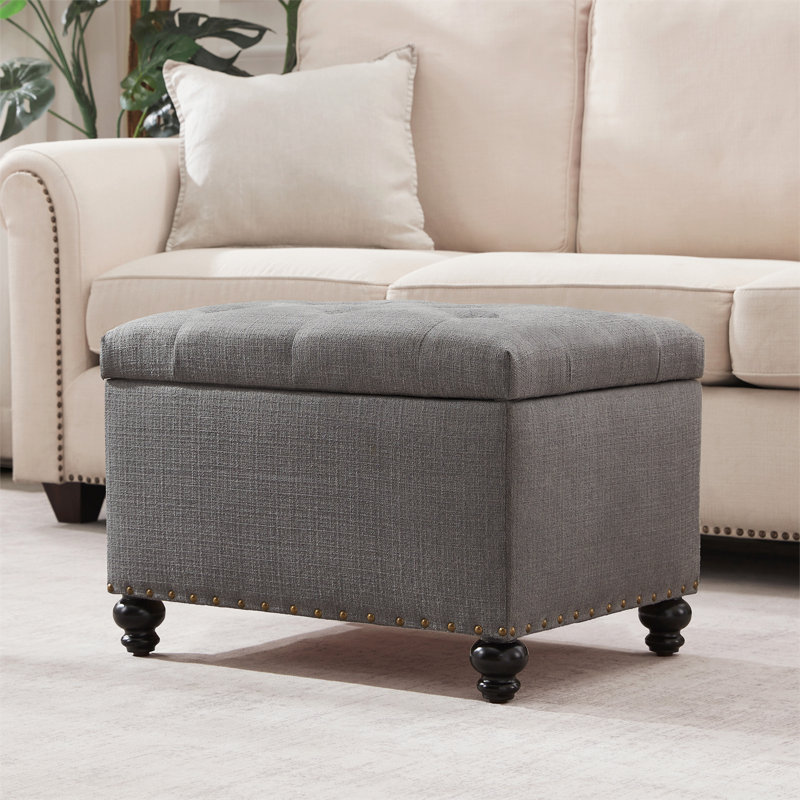Repose-pieds rectangulaire avec rangement Dhiren, Gris Jensen Performance