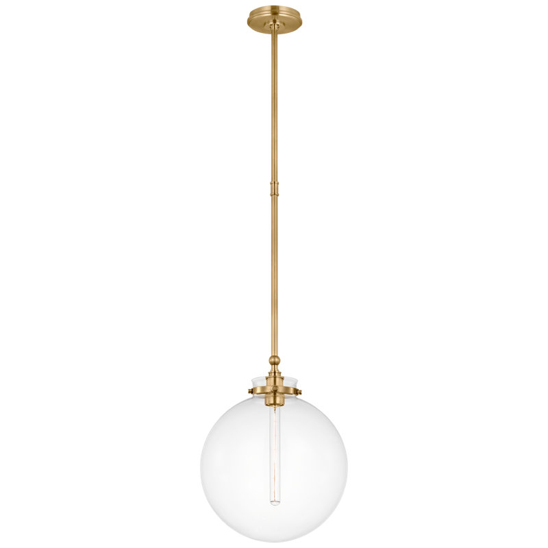 Parkington 1 - Light Pendant, Antique-Burnished Brass, Clear Glass, 17.75" H x 14" W x 14" D