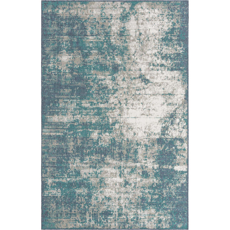 Tapis intérieur / extérieur bleu Keimara, Rectangle 5 pi 3 po x 8 pi