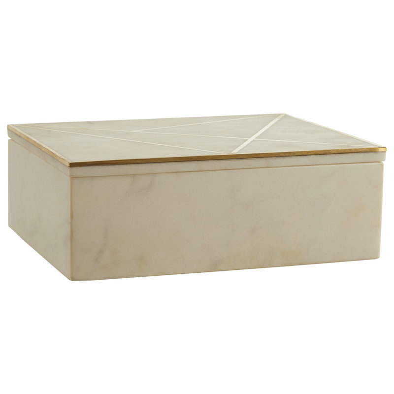 Siri Handmade Marble Decorative Box, 8cm H x 23cm W x 18cm D