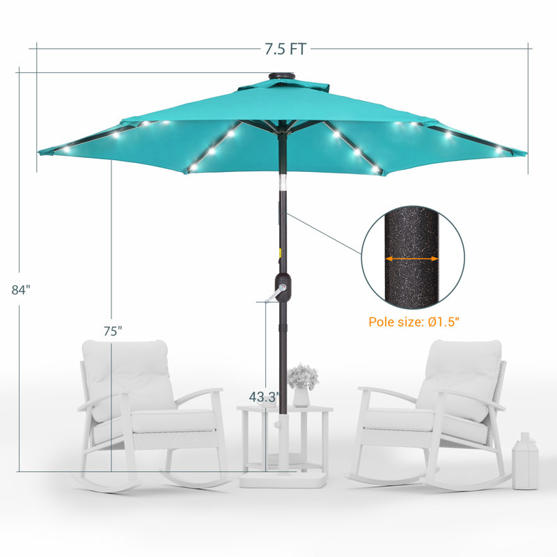 Parasol de marché éclairé Elbe, Bleu lac