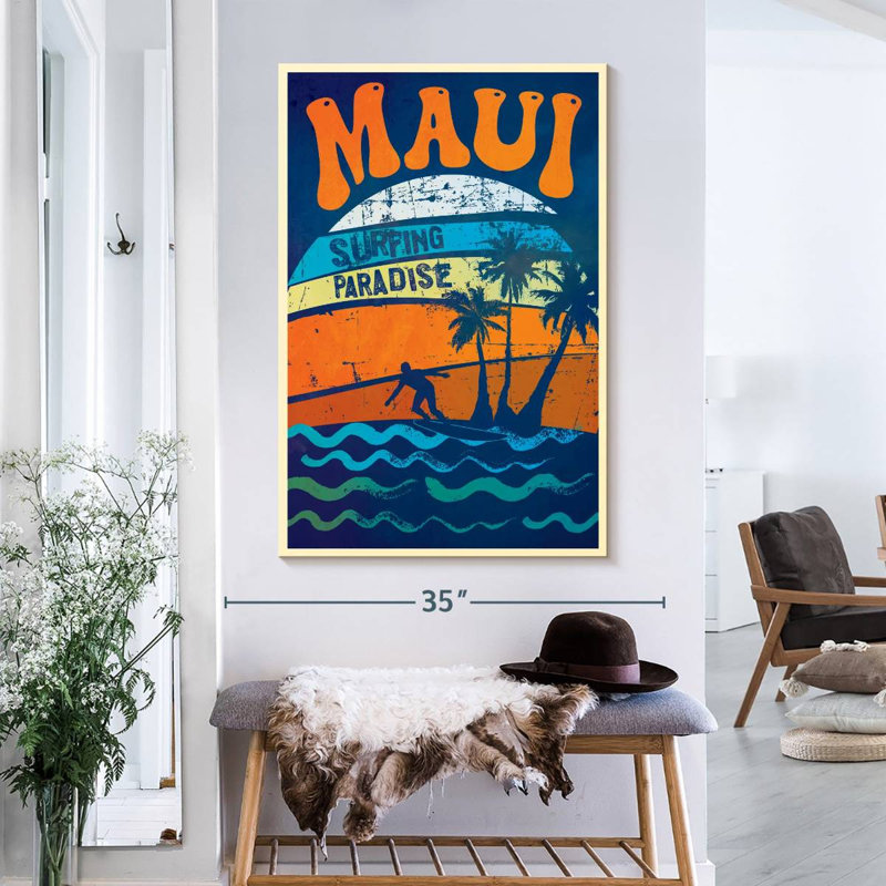 Maui Surfing Paradise sur toile, H 39 po x l 26 po x P 1,25 po