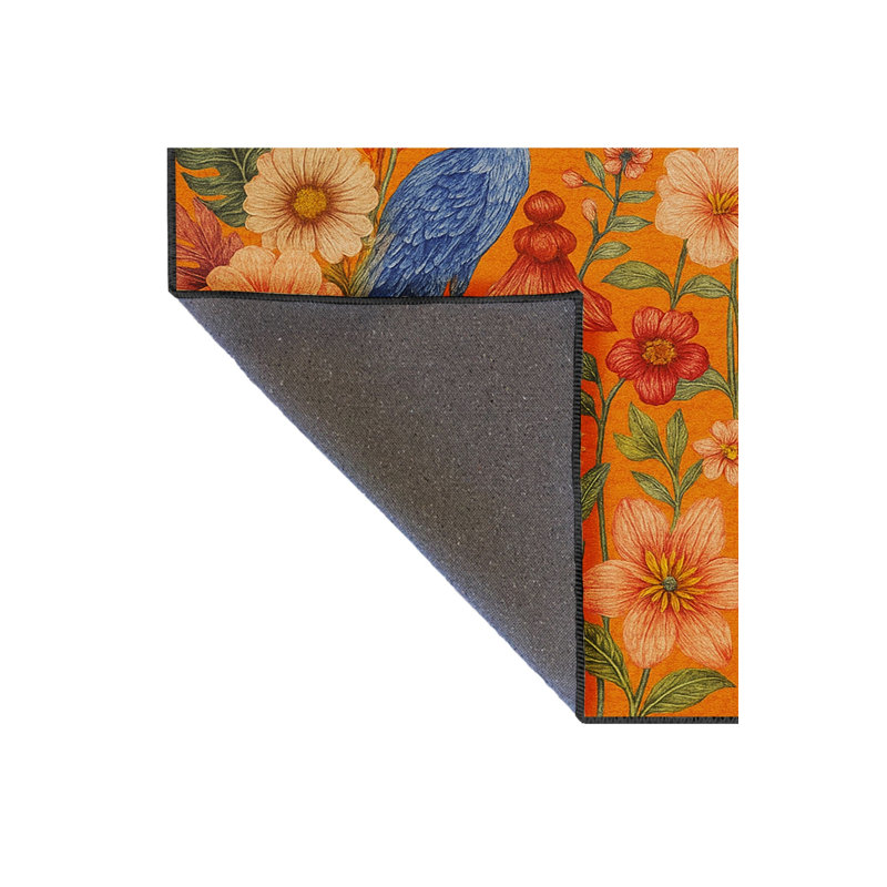 Tapis orange tissé lavable Mosso, 3'3" x 4'11"