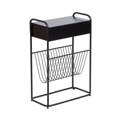 Narrow Side Table with Storage Wire Rack