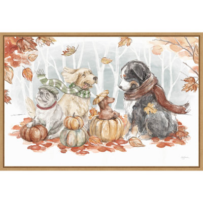 «Autumn Dogs I» par Mary Urban, reproduction d'art sur toile encadrée