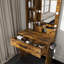 Table de coiffeuse avec miroir et lumières DEL réglables, prise de courant, support pour séchoir à cheveux et tabouret - coiffeuse compacte pour petites chambres-748483437