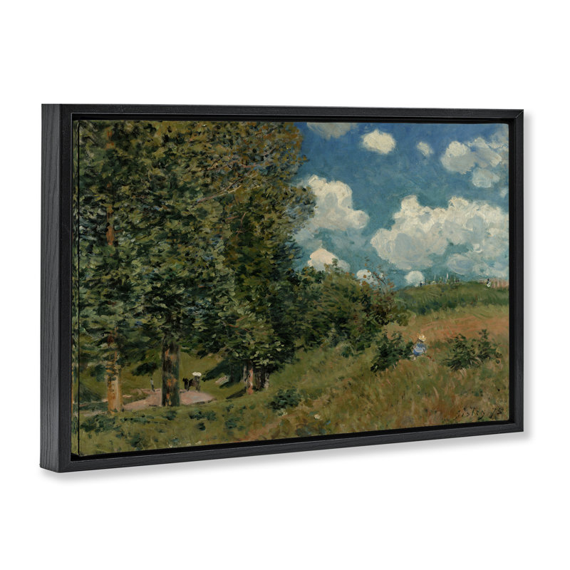 Toile flottante encadrée classique "Classic Cloudy Landscape" par Alfred Sisley, Cadre flottant noir de jais