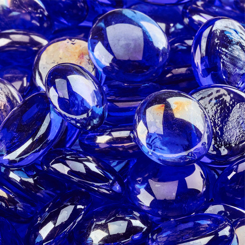 Verre à foyer semi-réfléchissant à billes, Bleu haute mer