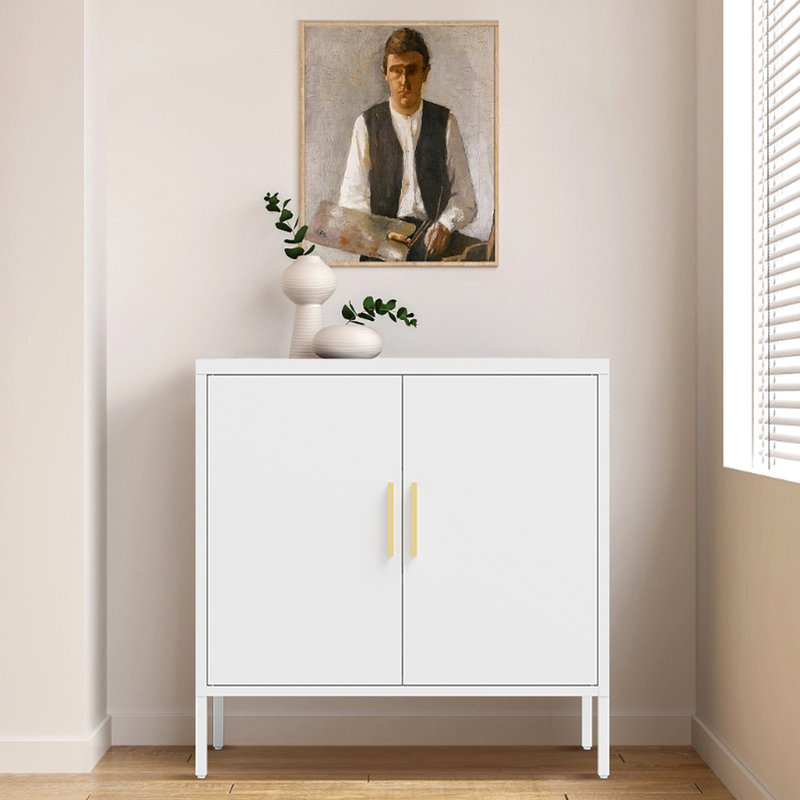 Classeur en acier de couleur blanche, 2 tablettes réglables pour la maison et le bureau, verrouillable, verrou de haute qualité, résistance, hauteur de 30,87 po, largeur de 15,81 po, profondeur, fixation murale, assemblage facile avec visuel