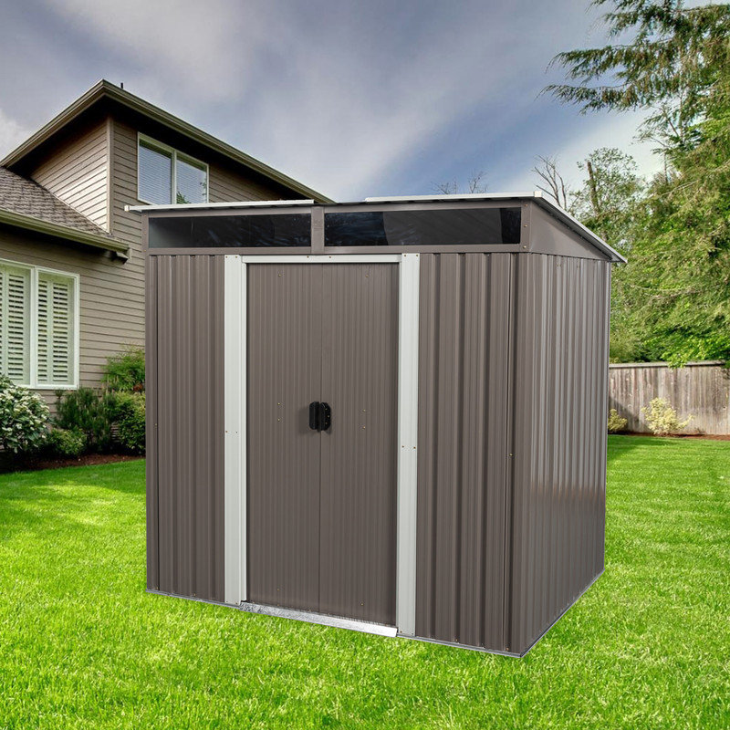 6 ft. W x 4 ft. 11 in. D Metal Horizontal Storage Shed, Gray