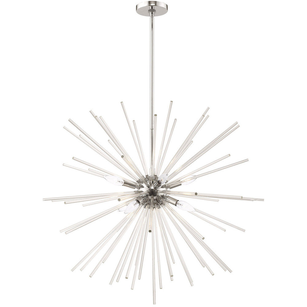 Ryzen 6 - Light Dimmable Sphere Chandelier, Polished Chrome, 13" H x 20" W x 19" D