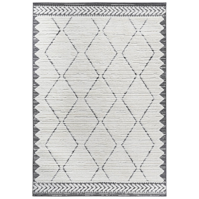 Collection High-Low Trellis Indoor Area Rug, Modern, Contemporary, Geometric, Bohemian, Bedroom, Kitchen, Living Room, Non Shedding Carpet