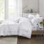 Ensemble d'édredon très grand / très grand - blanc avec imprimé géométrique argenté, doux, 2 taies décoratives, literie en microfibre douce-121054383