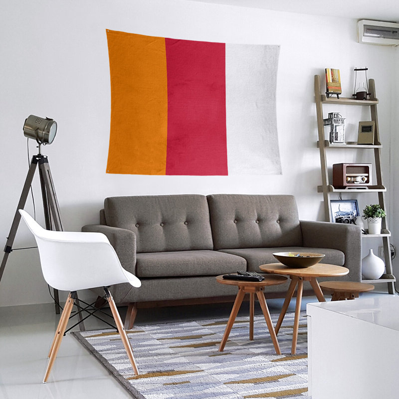 Tapisserie en polyester Tampa, H 68 po x l 80 po, Orange / rouge / blanc cassé