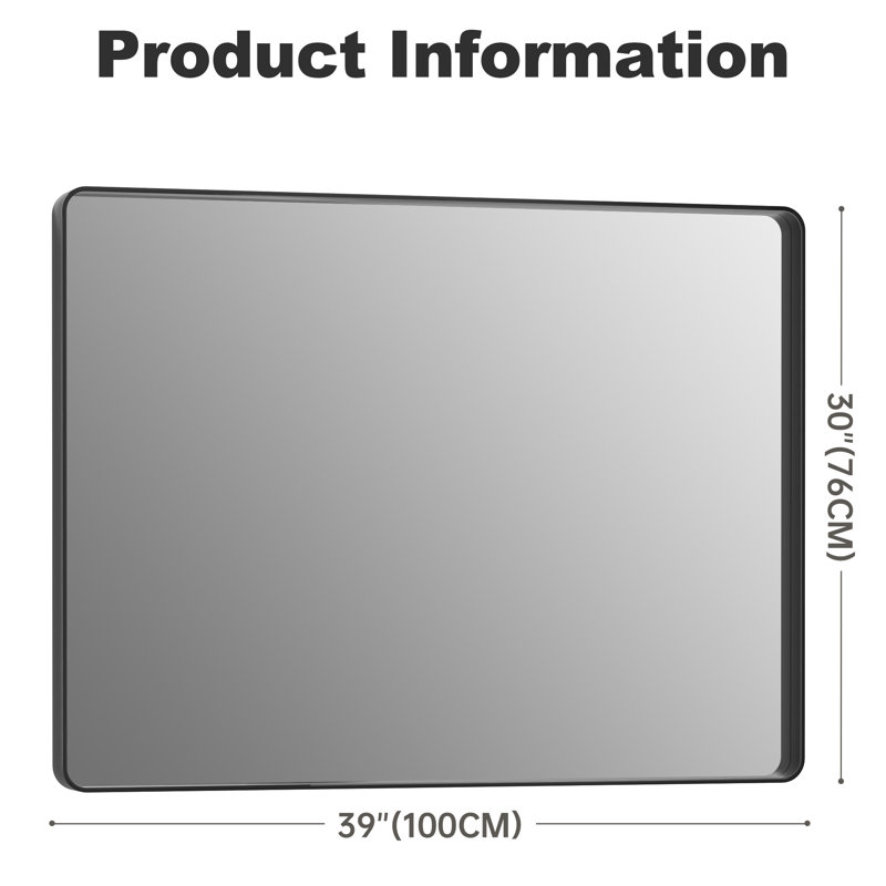Rafuse Accent Mirror High-Strength Tempered Glass and Aluminum Alloy Framed French Cleat Mounted Wall & Bathroom Mirror 3-Year Warranty
