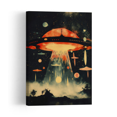 Galactic Arrival Abstract Retro Landscape Nature Wall Art Print