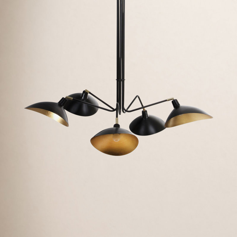 Lustre géométrique unique à 5 lumières Duke, Noir
