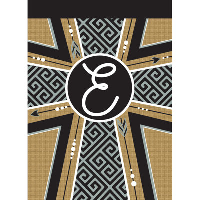 Monogram Cross Burlap 2-Sided Polyester 18 x 13 in. Garden Flag
