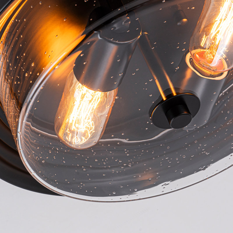 Plafonnier encastré 2 lumières avec verre bullé